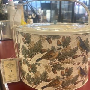 Pie Carrier with Bird and Acorn Design